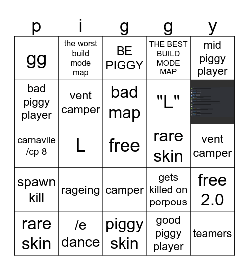 piggy bingo Card