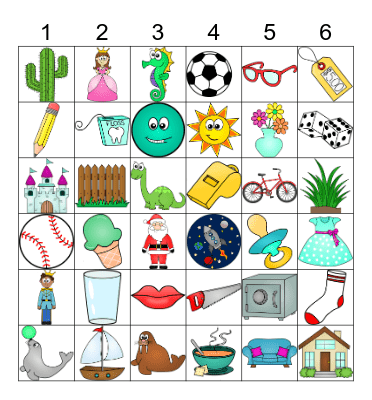 dice n dot S Bingo Card