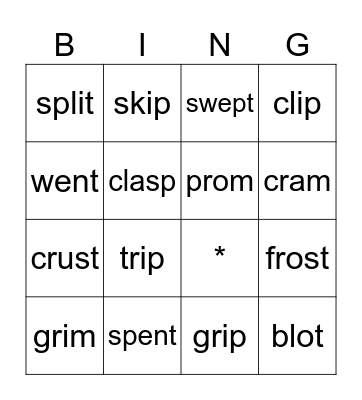 CVC Bingo Card