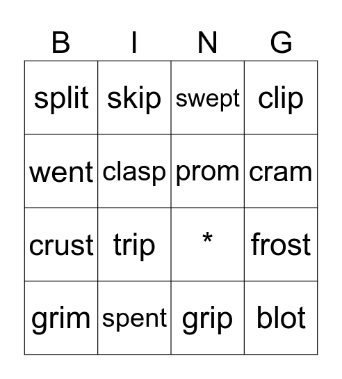 CVC Bingo Card