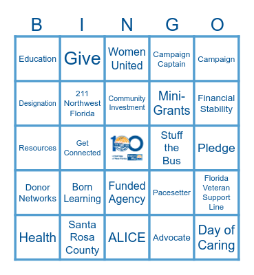 UWWF 2024 Campaign Bingo Card