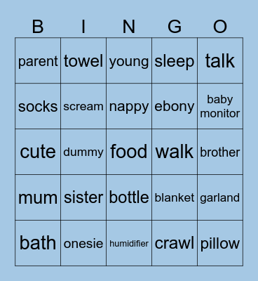 EBONYS BABY SHOWER Bingo Card