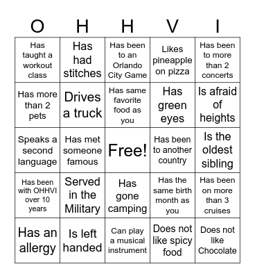 OHHVI Leadership Bingo Card