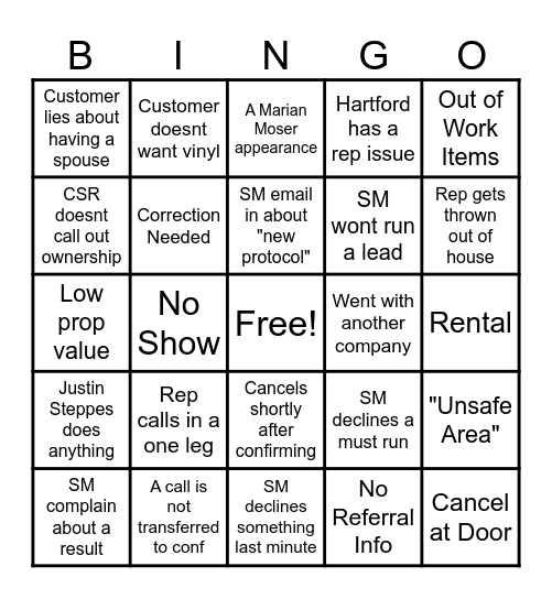 Confirmer Bingo Card