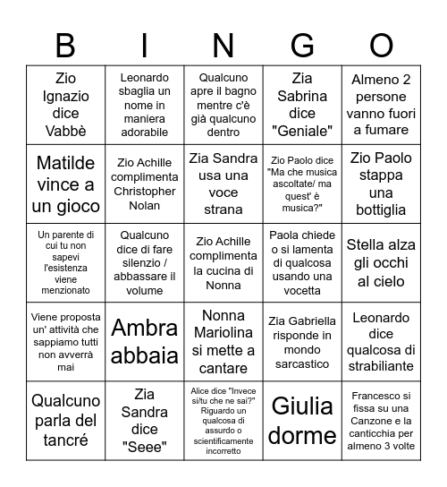 Scommetto sul ridicolo Bingo Card