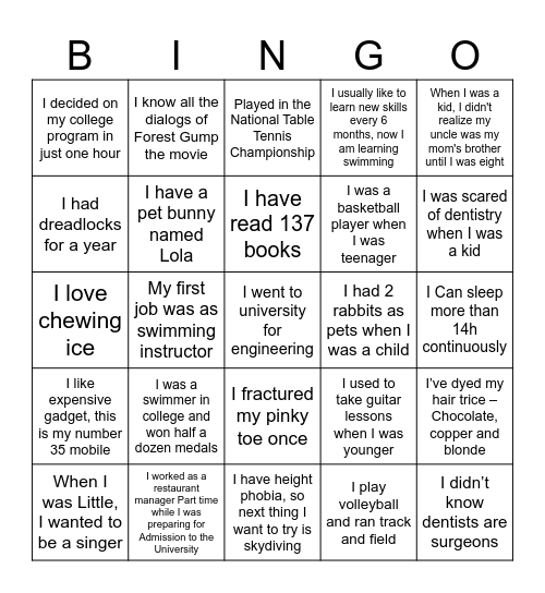 0 Bingo Card