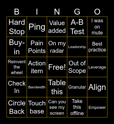 PEET's Bingo Card