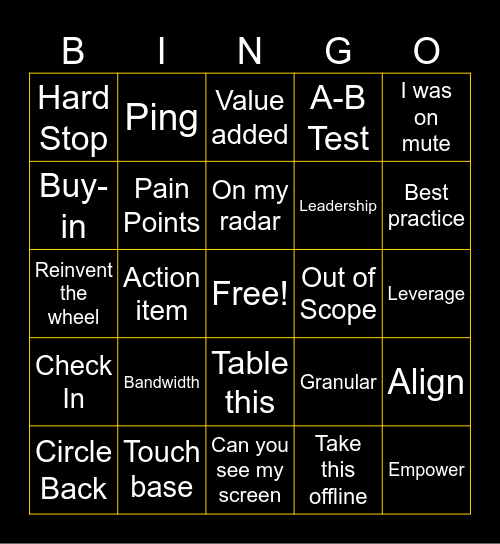 PEET's Bingo Card