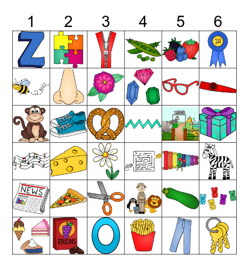 dice n dot Z Bingo Card