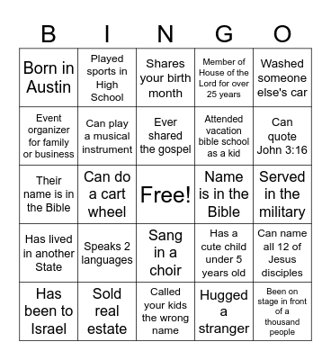 Find Someone Who Bingo Card