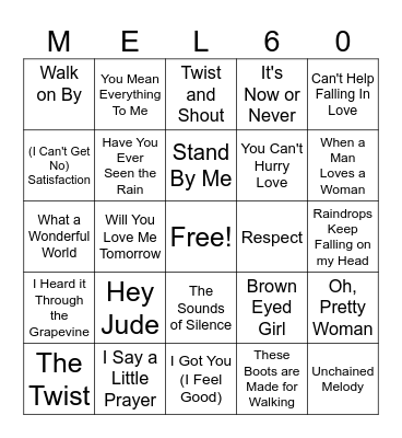 Love the 60's! Bingo Card