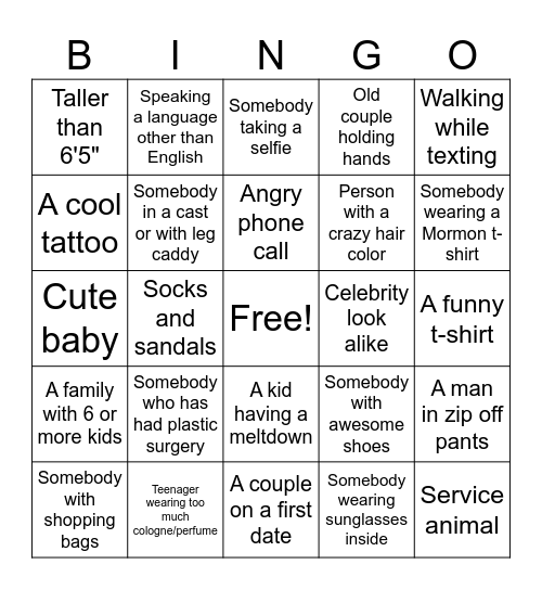 Judgy Bingo Card