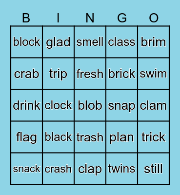 Consonant Blend BINGO Card