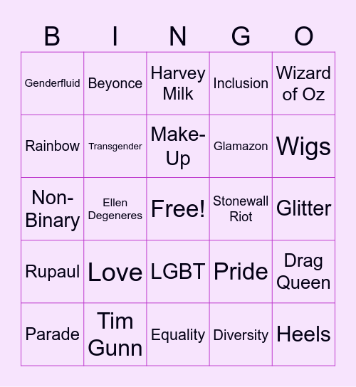 LGBT Bingo Card