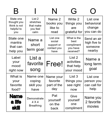 Mental Health Bingo (Elite Services) Bingo Card