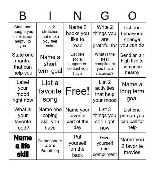 Mental Health Bingo (Elite Services) Bingo Card
