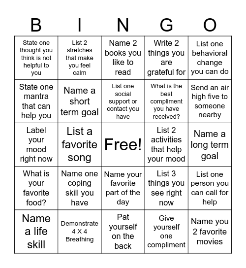 Mental Health Bingo (Elite Services) Bingo Card