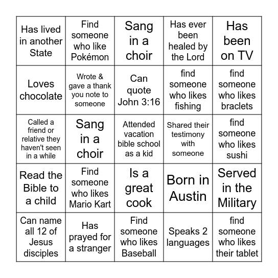 Find Someone Who: Complete the Entire Card Bingo Card