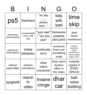 Dhar Mann Bingo v4 Bingo Card