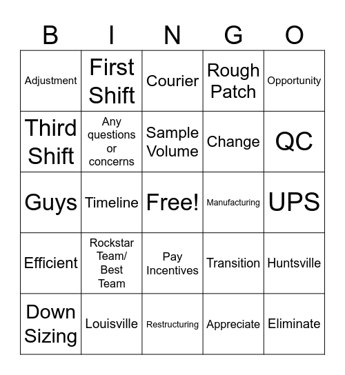 All Hands Bingo Card