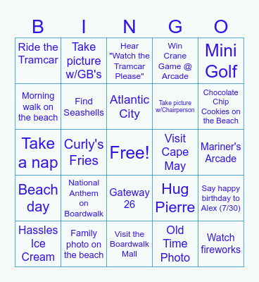 DNR Family Reunion Bingo - Wildwood Edition Bingo Card