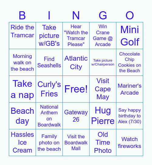 DNR Family Reunion Bingo - Wildwood Edition Bingo Card