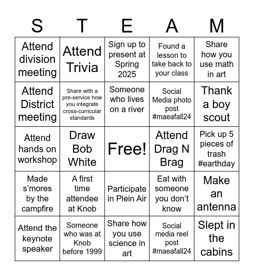 MAEA Fall Conference 2024 Bingo Card