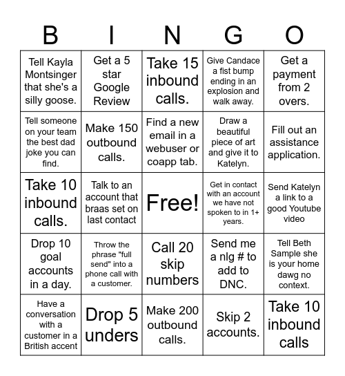 Queue Drop Bingo Card