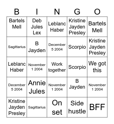 Side hustle Bingo Card