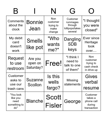 Branch Bingo Card