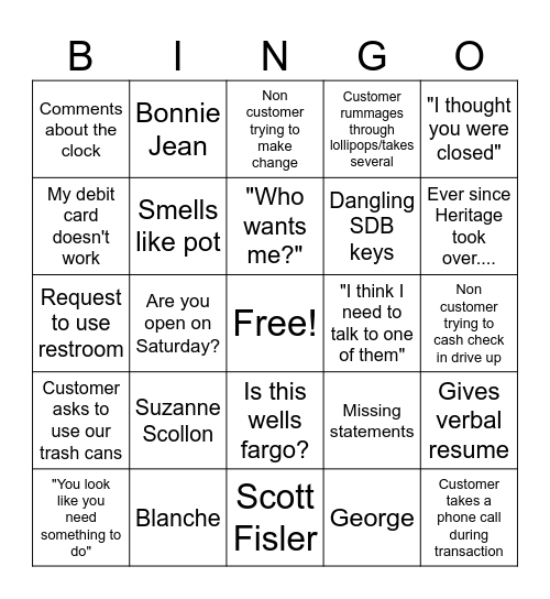 Branch Bingo Card