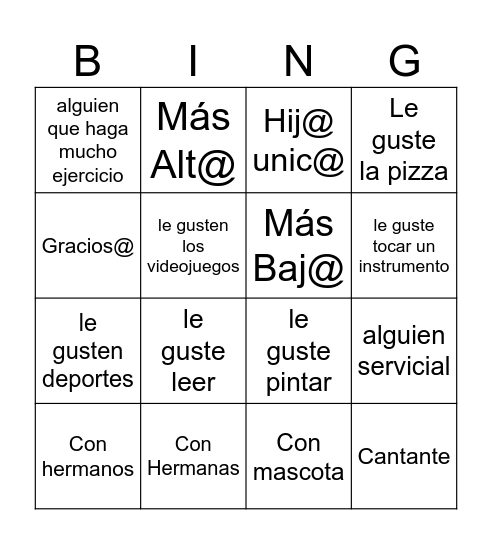 A M I G O S Bingo Card