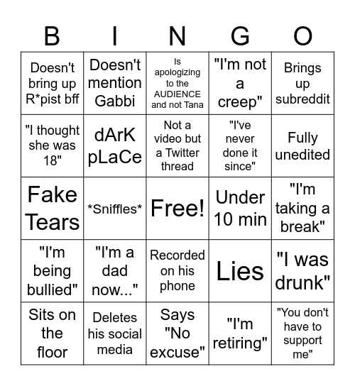 Cody Kopology Bingo Card