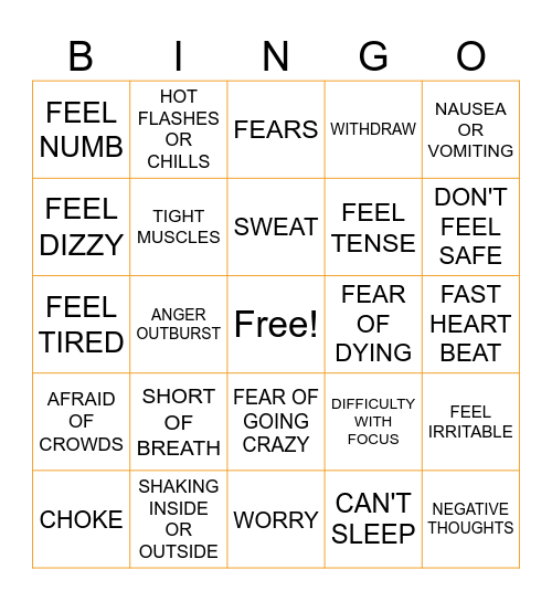 AnGER Bingo Card