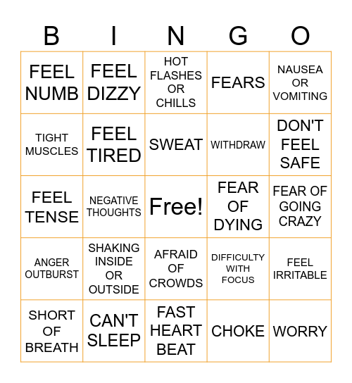 AnGER Bingo Card