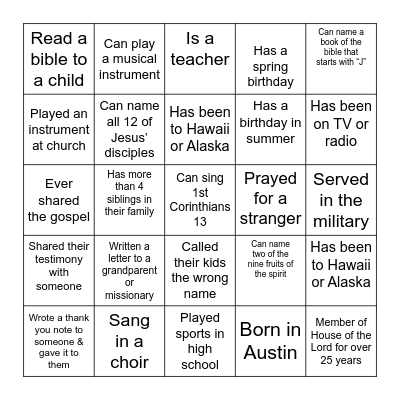 Find someone who... Bingo Card