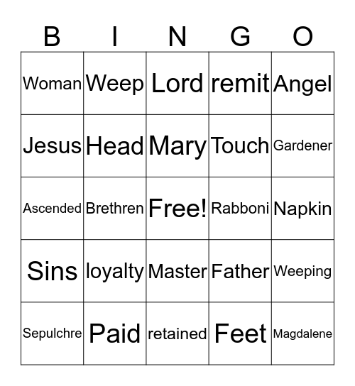 BIBLE  Bingo Card