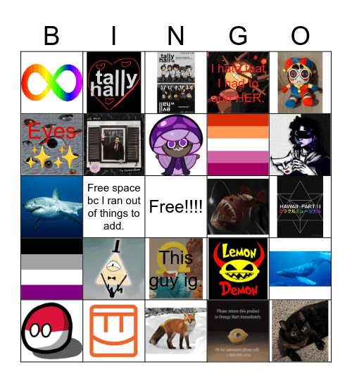 RANDOM INTERESTS & THINGS ABOUT ME RAHHH Bingo Card