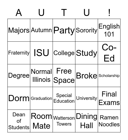 ILLINOIS STATE UNIVERSITY Bingo Card