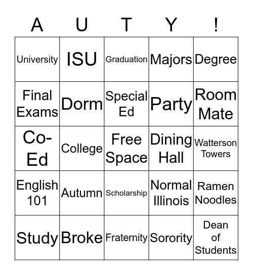 ILLINOIS STATE UNIVERSITY Bingo Card