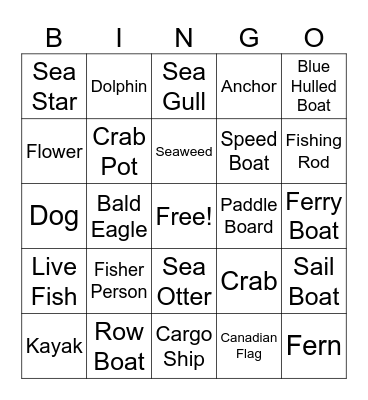 Boat Bingo Card