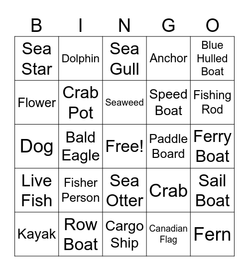 Boat Bingo Card