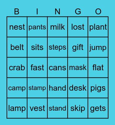 Consonant Blends Bingo Card