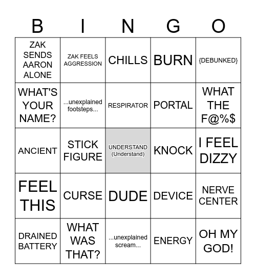 Ghost Adventures Bingo Card