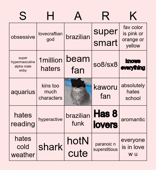 Sharkfiend Bingo Card