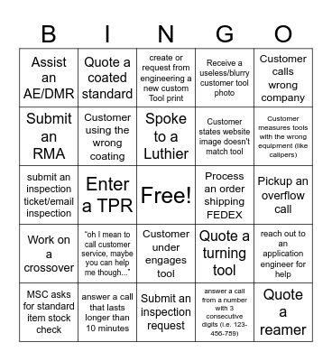 Week of July 22nd Bingo Card