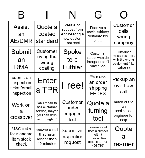 Week of July 22nd Bingo Card