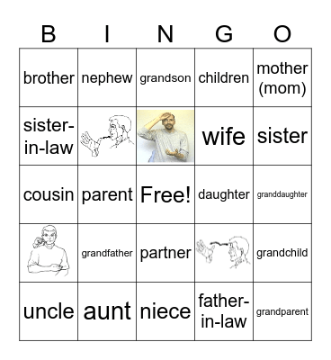 Family Members Bingo Card