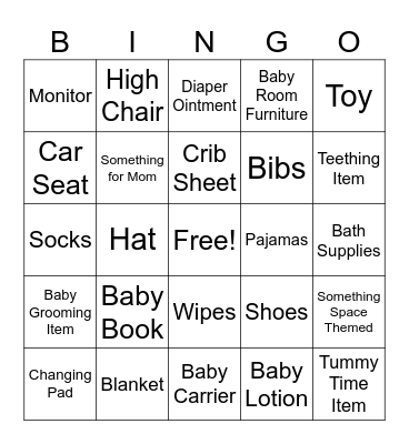 Baby Shower Bingo Card