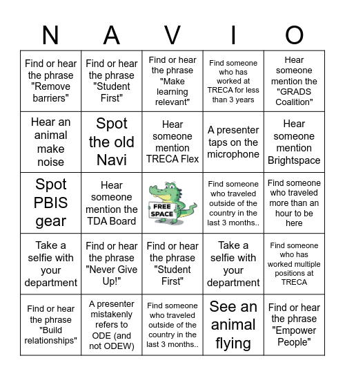Gator Day 2024 NAVIO Bingo Card